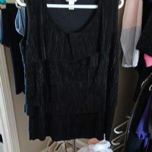 CJ Banks Black Layered Tank Top